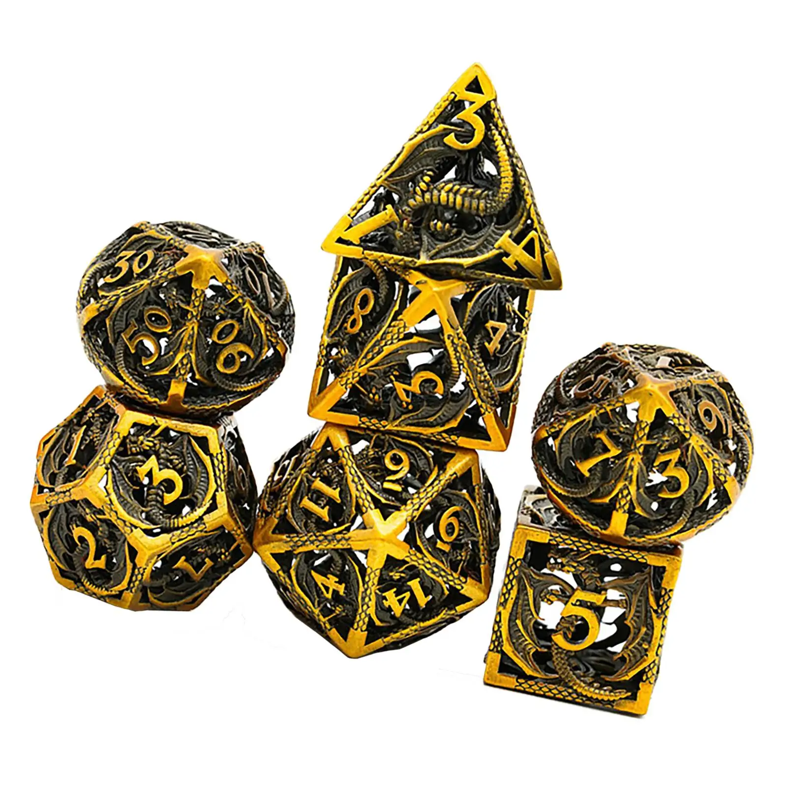 

Metal Dice DND Set Role-Playing D&D 7 Pure Copper Hollow polyhedral dice Suitable for and Dragon RPG