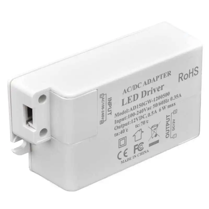 

LED Driver Input AC100‑240V 0.35A Output DC12V 0.5A 6W Waterproof LED Transformer For Bathroom LED Light Bars