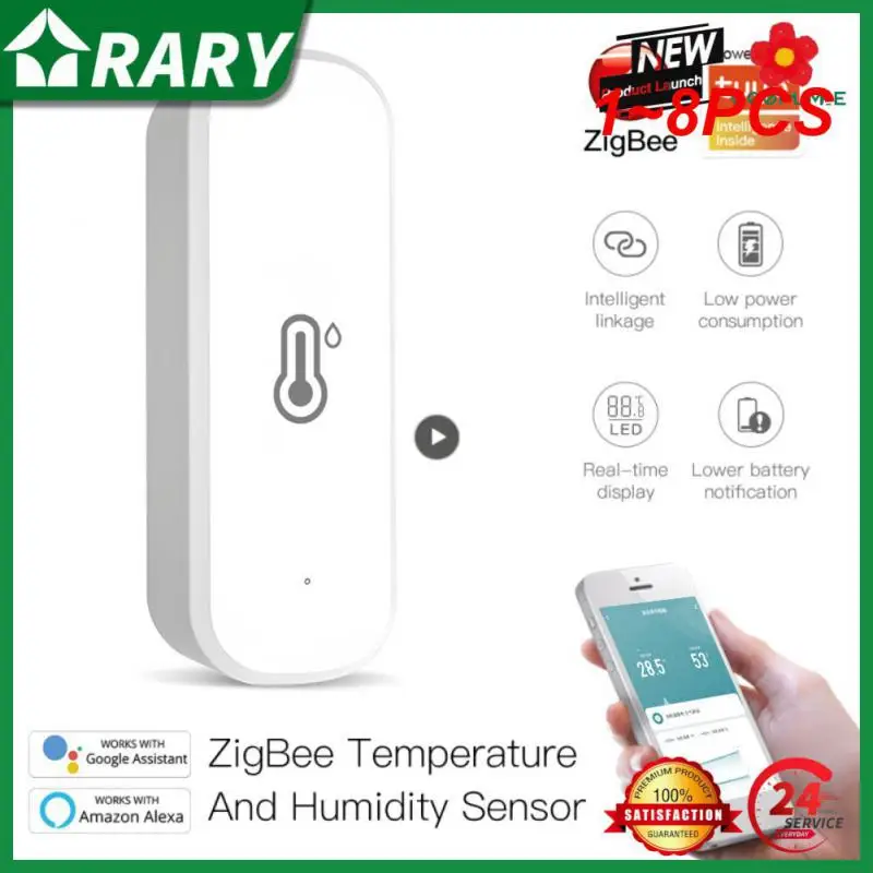

1~8PCS Tuya ZigBee/WiFi Temperature Humidity Sensor Home Connected Thermometer Compatible With Smart Life Alexa Assistant