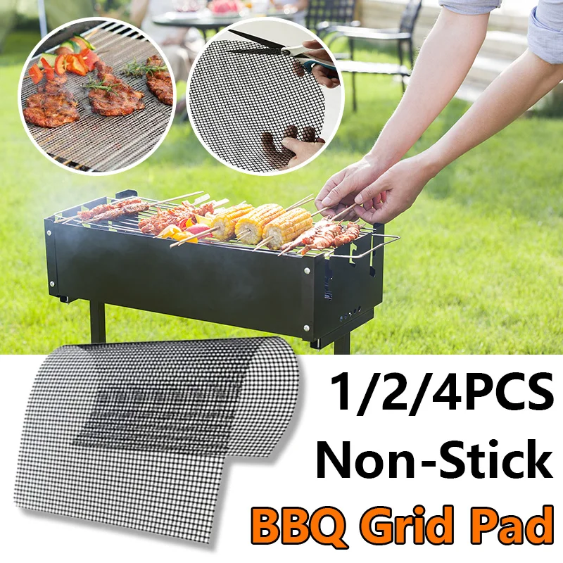 

1/2/4PCS Non-Stick BBQ Grid Pad BBQ Grill Outdoor Mesh Grilling Bag Heat Resistant Vegetable Meat Cook Reusable BBQ Accessories