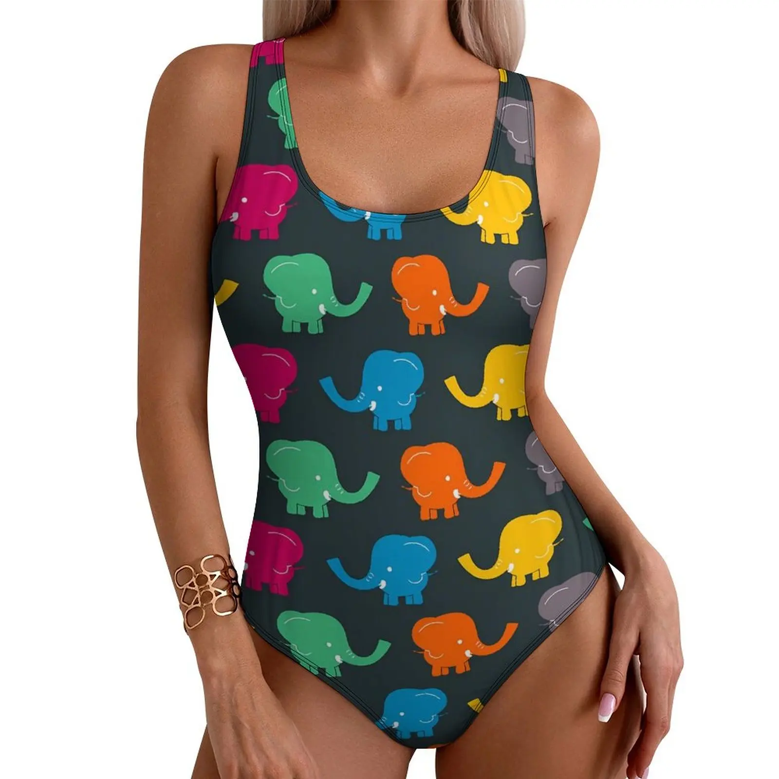 Детский раздельный купальник в виде слона яркий дизайнерский слитный для пляжа