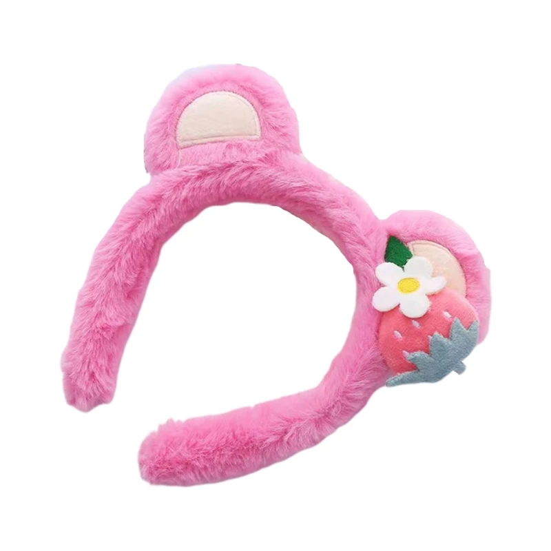 

Girls Strawberry Bear Ear Shape Headband Plush Live Broadcast Cosplay Hair Hoop