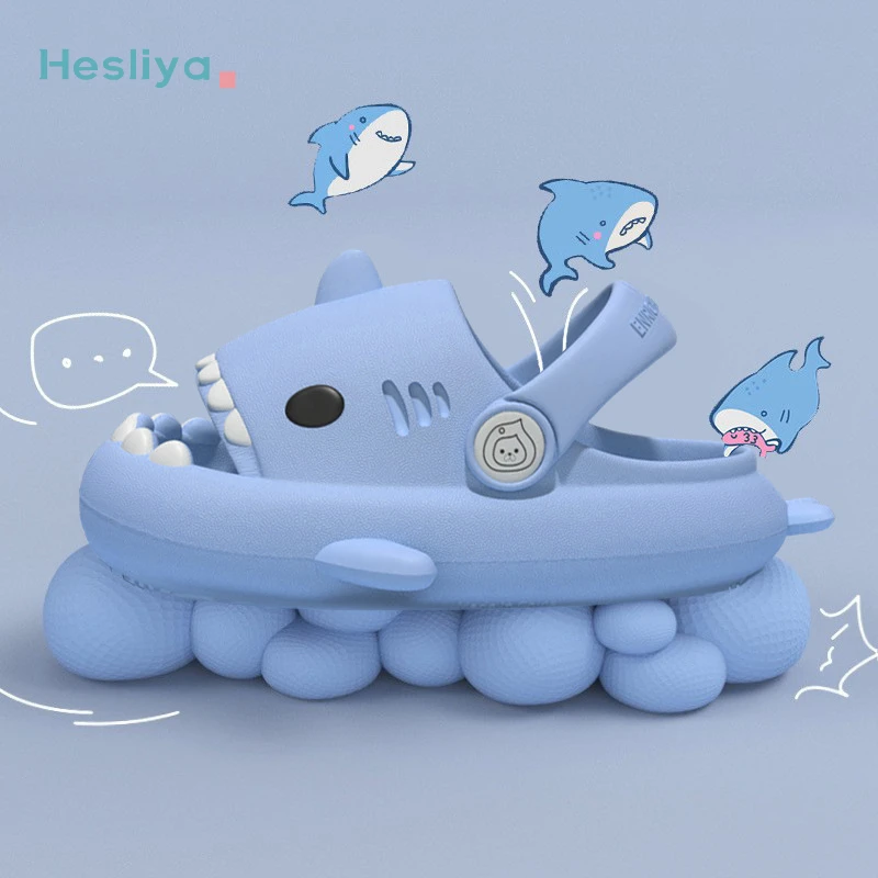 

Kids Shark Hole Shoes Summer Shark Sandals Girl Boy Baby Toddler Shoes Soft Sole Slipper Non-slip Thick Bottom Cartoon Slides