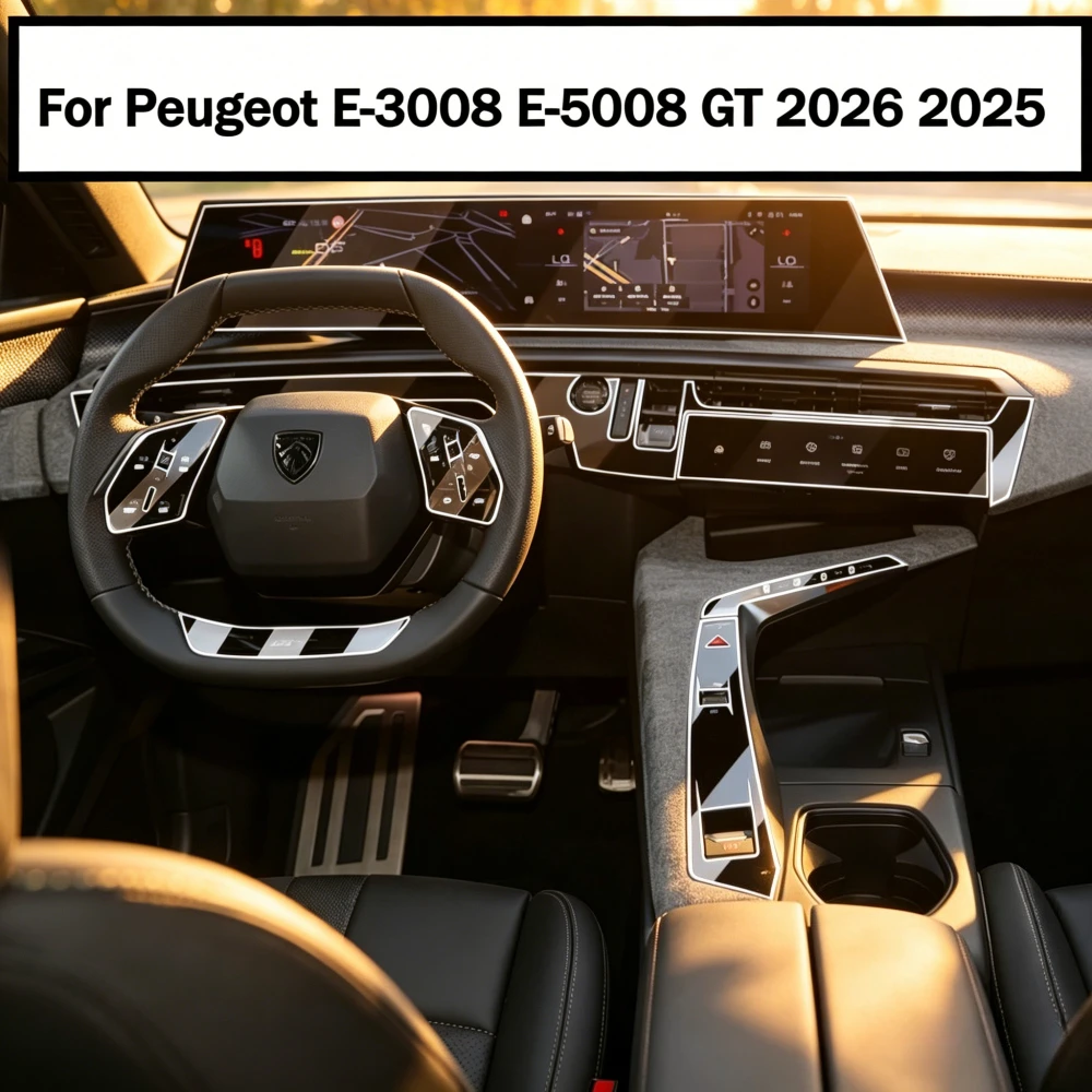 Фото Для Peugeot E-3008 E-5008 2026 2025: Защитная пленка PPF, прозрачная TPU пленка для GPS-навигации, панели приборов, центральной консоли, автомобильные аксессуары №1