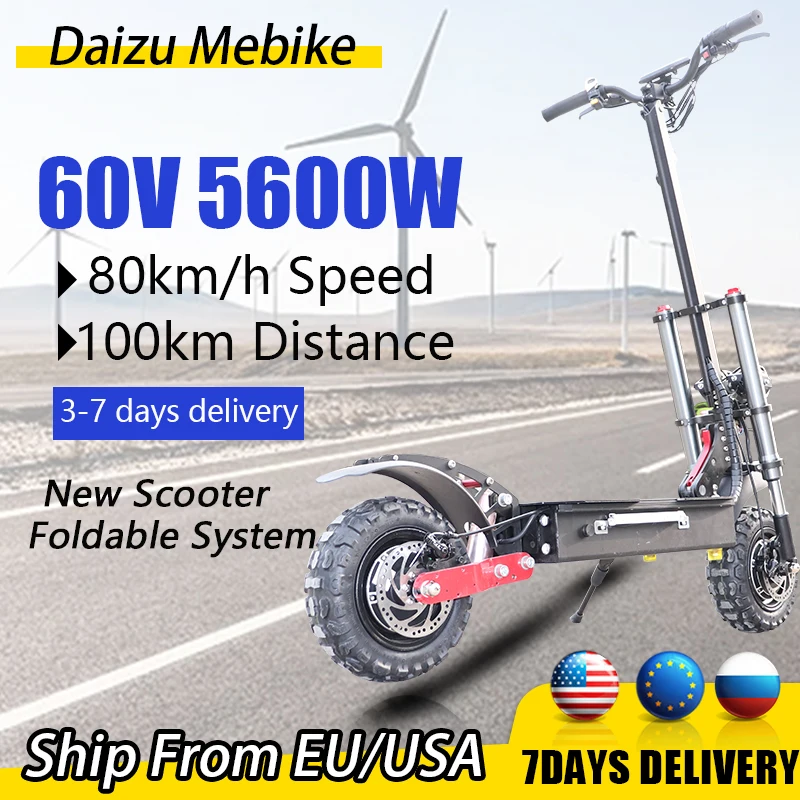 

60V 5600W Powerful Electric Scooter Dual Motor Escooter 85km/h High Speed Hydraulic Suspension with Seat Electric Scooters Adult