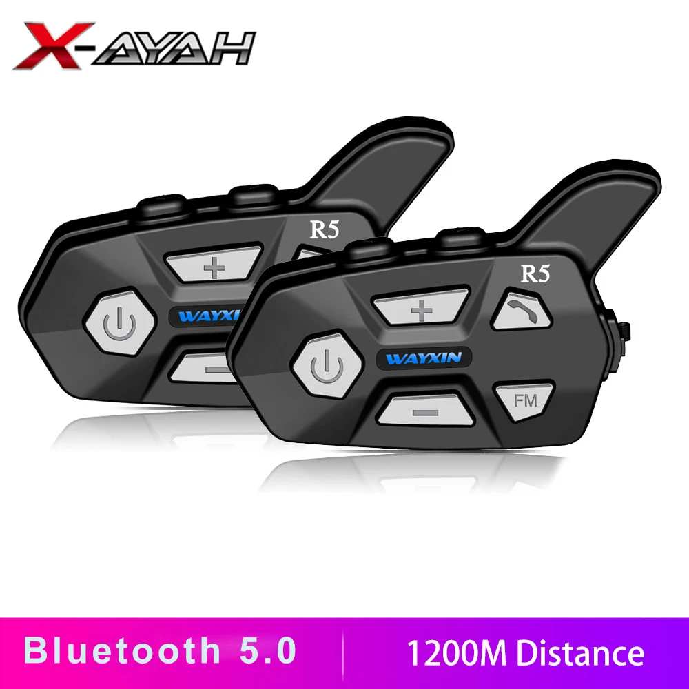 

Motorcycle Intercom Helmet Bluetooth 5.0 2 People 1200M Talking Universal Pairing Waterproof Interphone Helmet Headset FM Radio