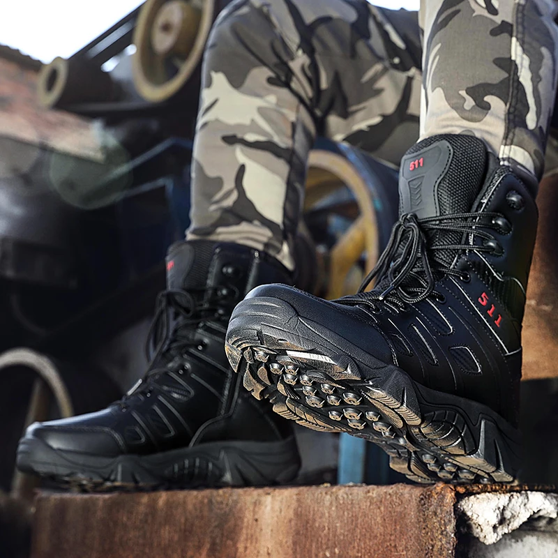 2022 New Mens Military Boots High Top Outdoor Hiking Shoes Men Anti-collision Quality Army Tactical outdoor shoes | Спорт и