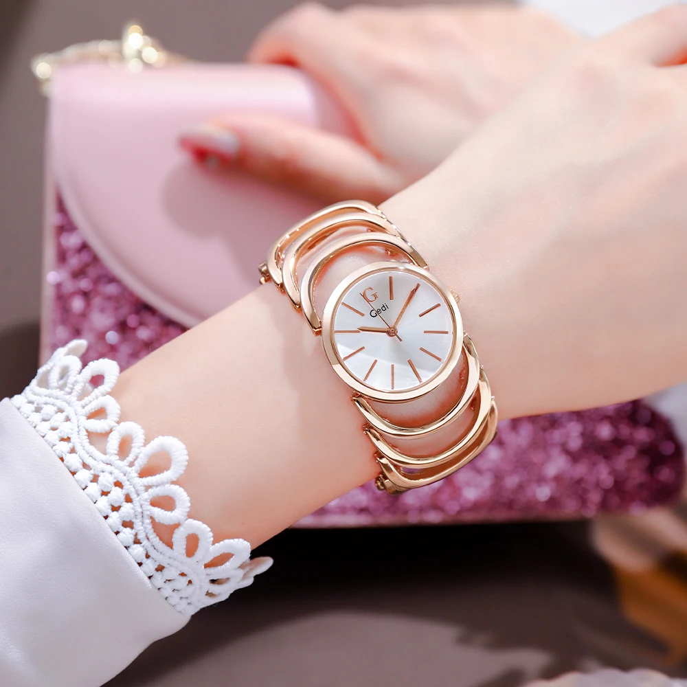 GEDI элегантные кварцевые часы для женщин роскошные часы-браслет с цепочкой