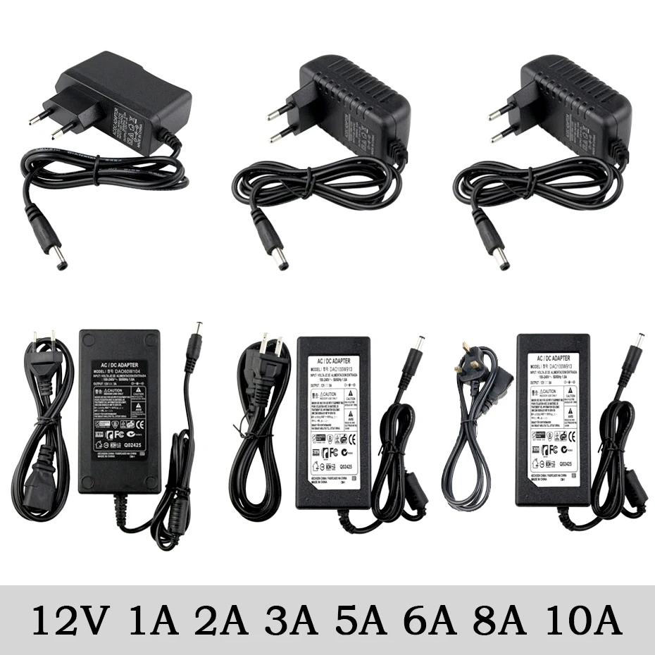 

Power Supply Adapter AC 100V-240V To DC 12V 24V 1A 2A 3A 5A 6A 8A 10A Universal Adaptor EU US UK AU Plug For LED Strip Light