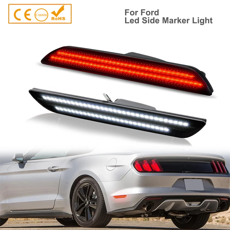 

2Pcs For Car Mustang LED Rear Side Marker Lamps with 80-SMD-Double Row LED Lights For 2015-2023 Ford Mustang white Red 12V