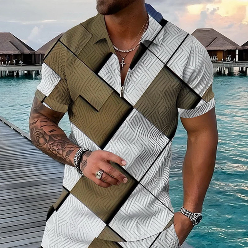 

S-5XL Men's Casual Summer Short Sleeve Polo Shirts Men Male Zip Tee Shirt Men Tops Street Golf Clothing Clothes For Men 2022