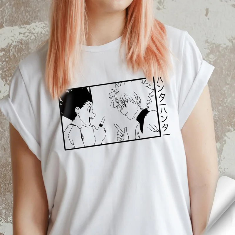 Футболка мужская хлопковая с принтом Hunter X модная тенниска японским аниме HxH