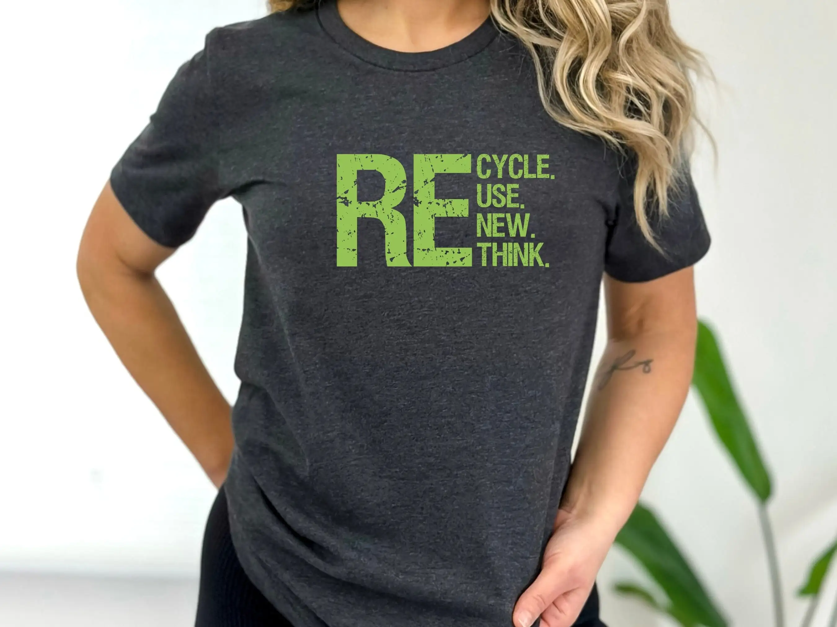 Recycling Shirt Recycle Reuse Renew Rethink Tee Environmentally Conscious Apparel Eco Friendly Message T-Shirt