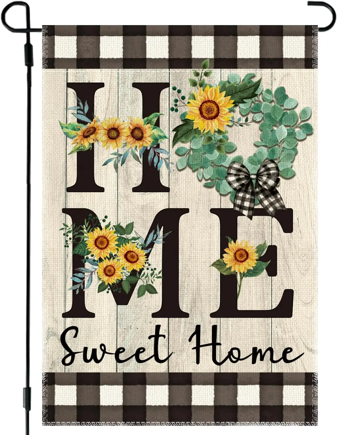 Letjolt Home Garden Flag Sweet 12x18 Inch Sunflower Farmhouse Rustic Buffalo Check Decor Yard