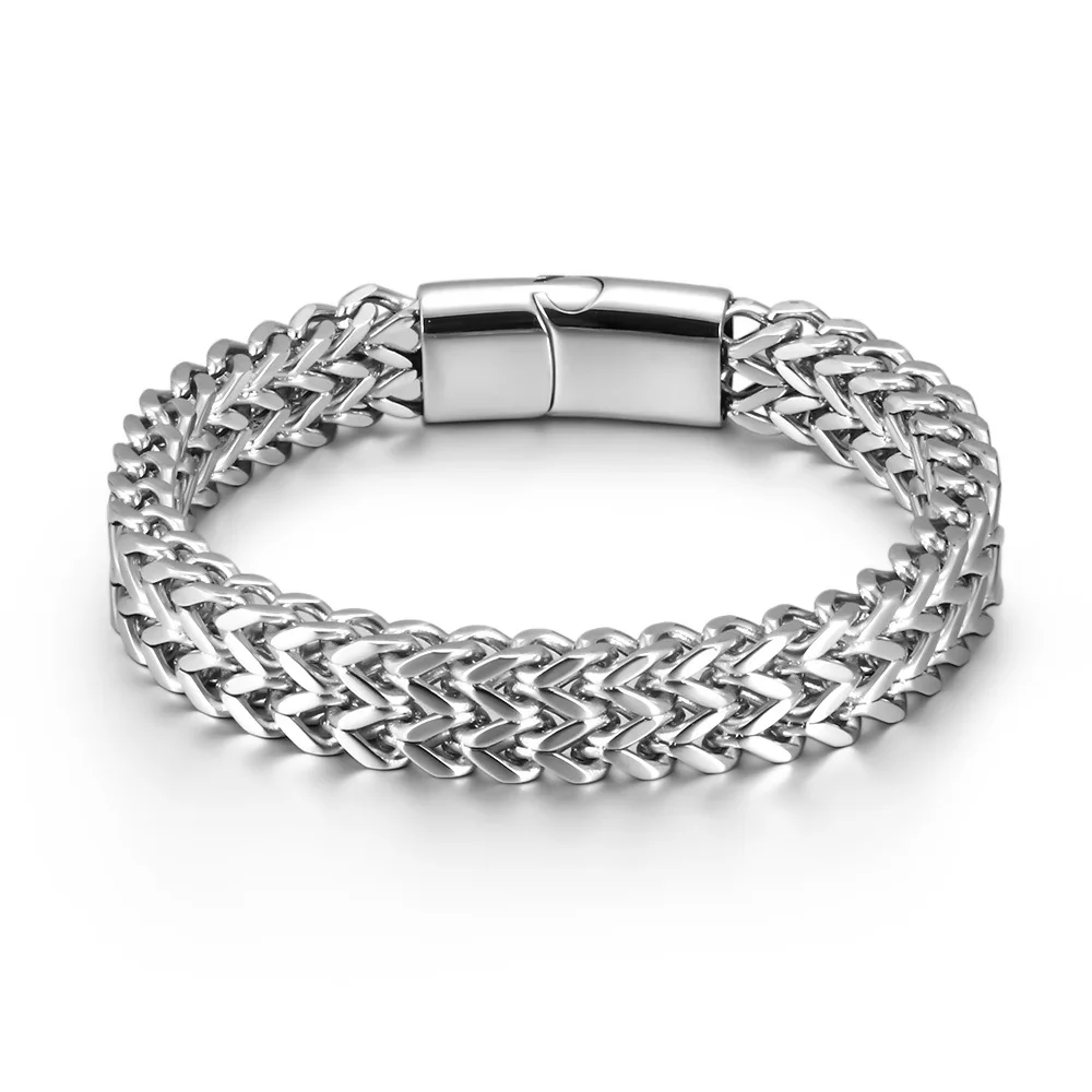 Domineering Woven Stainless Steel Bracelet Positive and Negative Scales for Men Anti-keel Magnet Buckle Titanium Steel Bracelet