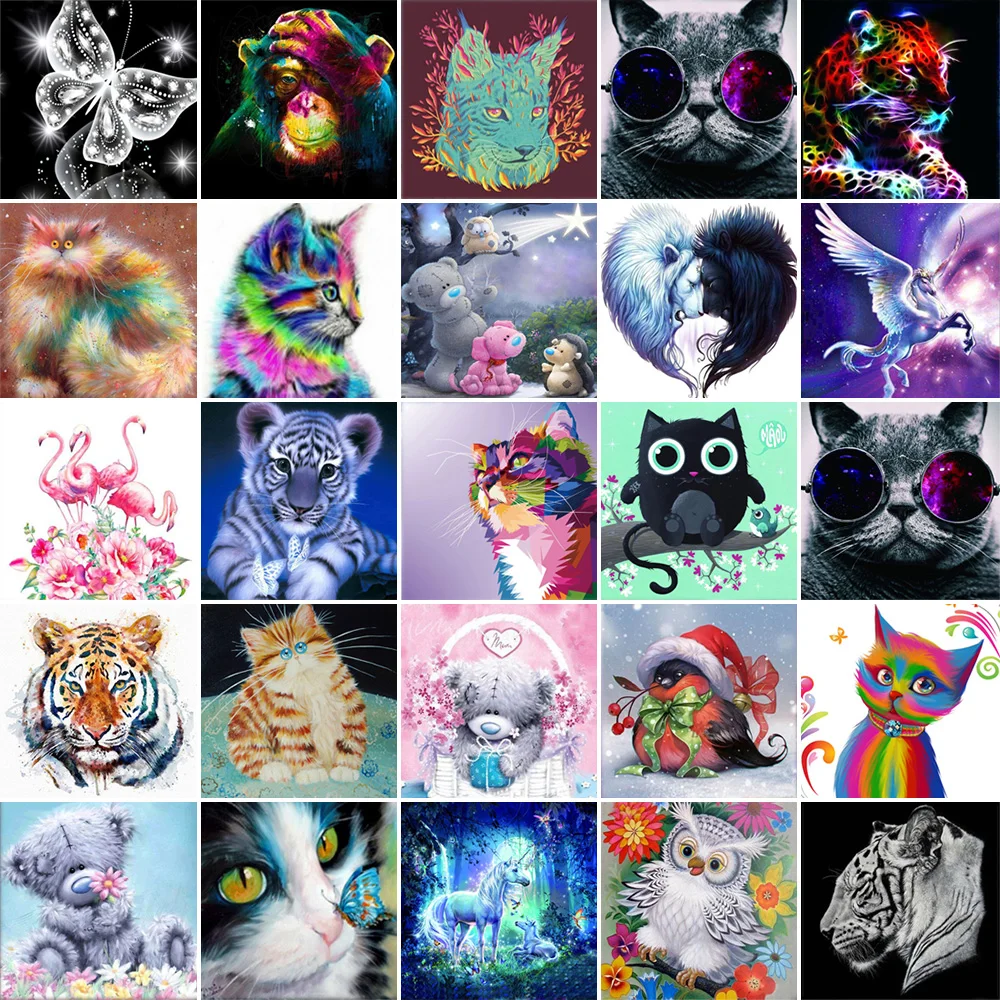 

5DDIY Diamond Painting Cartoon Animal Cat Art Cross Stitch Kit Square/Round Rhinestone Mosaic High Quality Decorative Painting