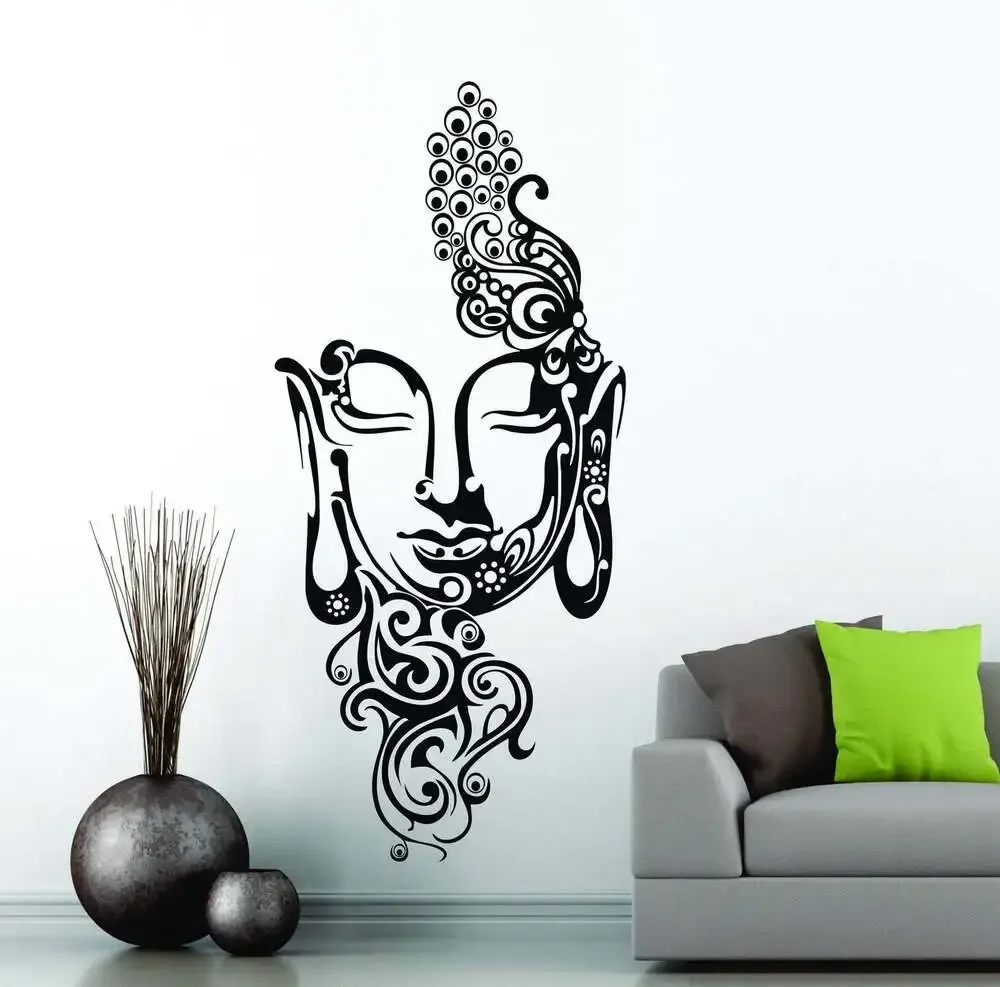Виниловые религиозные веры наклейки на стену буддийская маска зал йоги наклейка