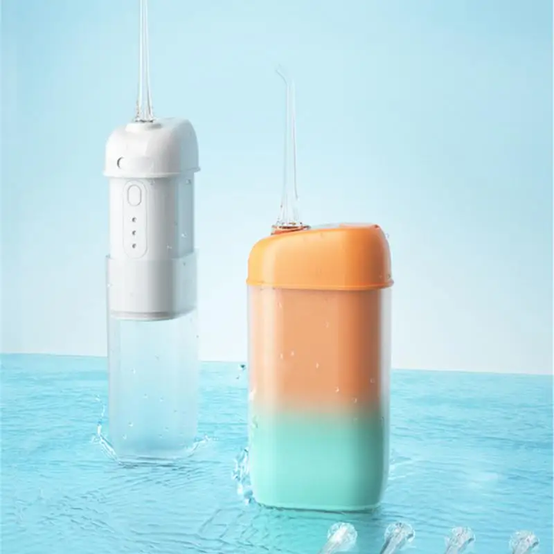 

Oral Irrigator USB Rechargeable Water Flosser Portable Water Jet 200ML Water Tank Waterproof Teeth Cleaner 2/4 Nozzle