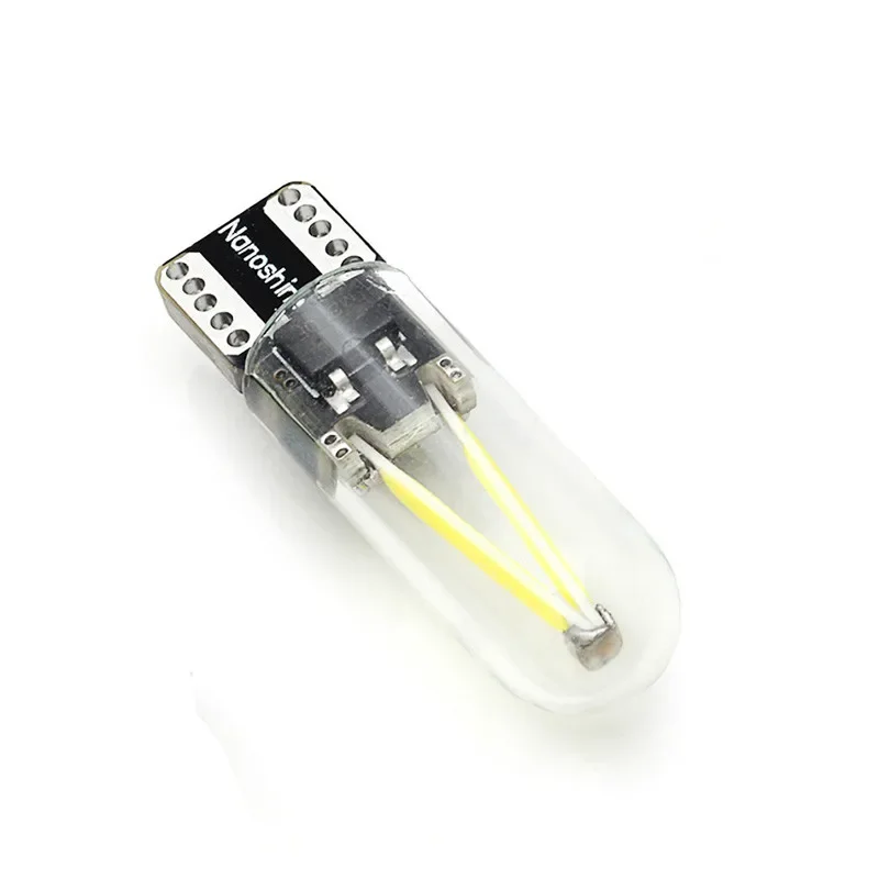 

1x W5W Led T10 Cob стеклянная автомобильная светодиодная нить, автомобильная купольная лампа с клиновидным цоколем, лампа для номерного знака, лампа DRL, автомобильный Стайлинг, поддерживается