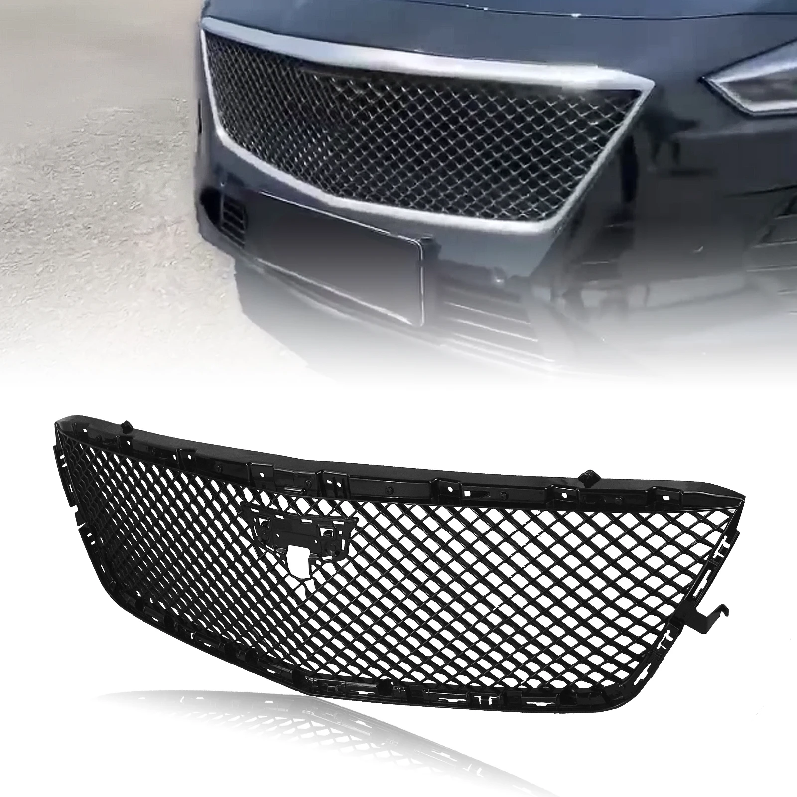 

Car Grill Front Grille Upper Replacement Bumper Hood Mesh Grid Auto Kit For Cadillac CT6 2019-2020 Sport V Honeycomb Style