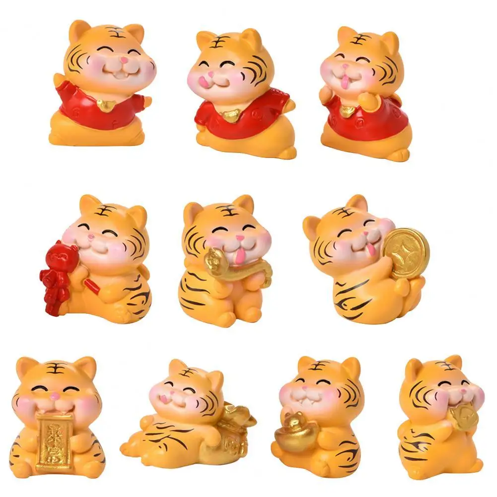 

Tiger Figurine Active Poses Hand-crafted Resin Cartoon Design Animal Miniature Home Decor