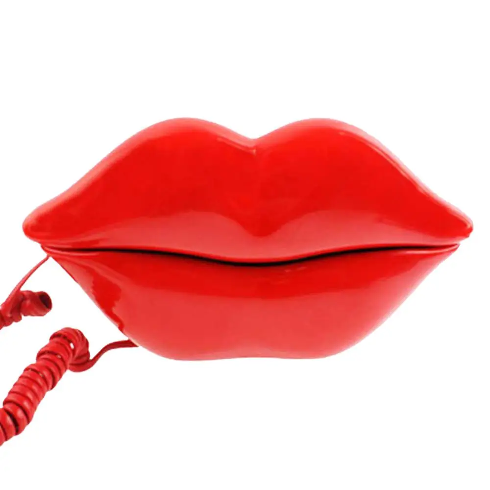 

Lips telephone cute red mouth shape lip phone corded landline phones for home and office decor pink role play telephone gift