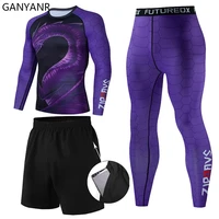 ganyanr mma rashguard jogging suits tracksuit men sportswear gym clothing sports fitness training suit workout wear running sets