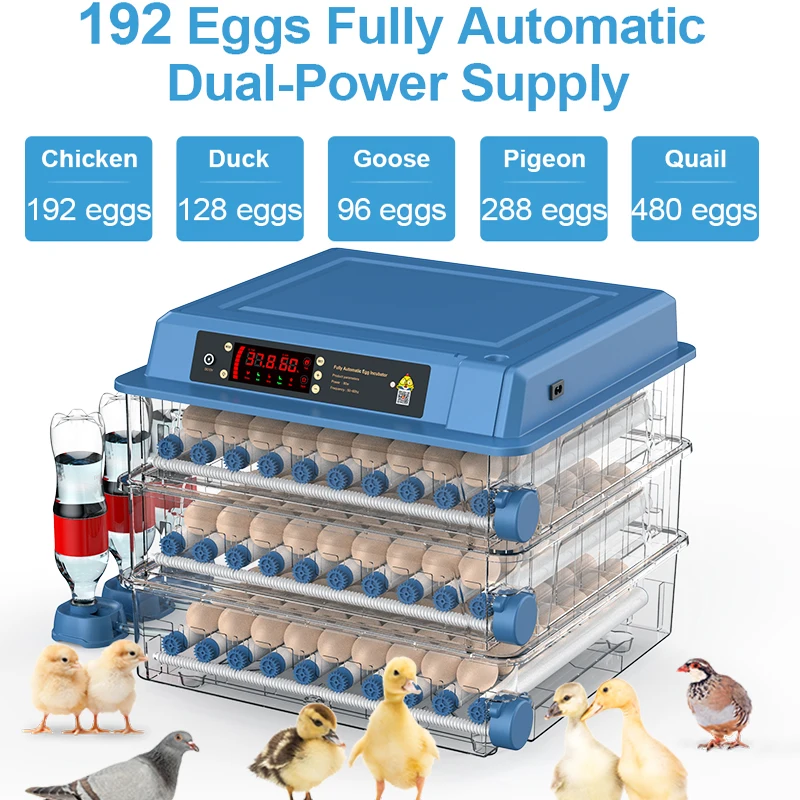 

192 Automatic Chicken Incubator Egg Brooder Farm Equipment Bird Chick Duck Goose Incubation for 200 Eggs Accessories Incubator