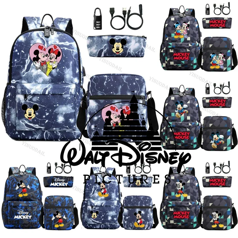 Рюкзак Huey Dewey Louie с Микки Маусом комплект из рюкзака замком An-ti и USB-портом