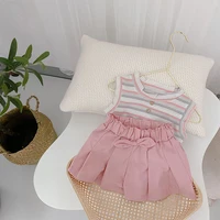 2022 girls summer new sleeveless suit girl baby thin section baby childrens clothing middle and small childrens two piece suit