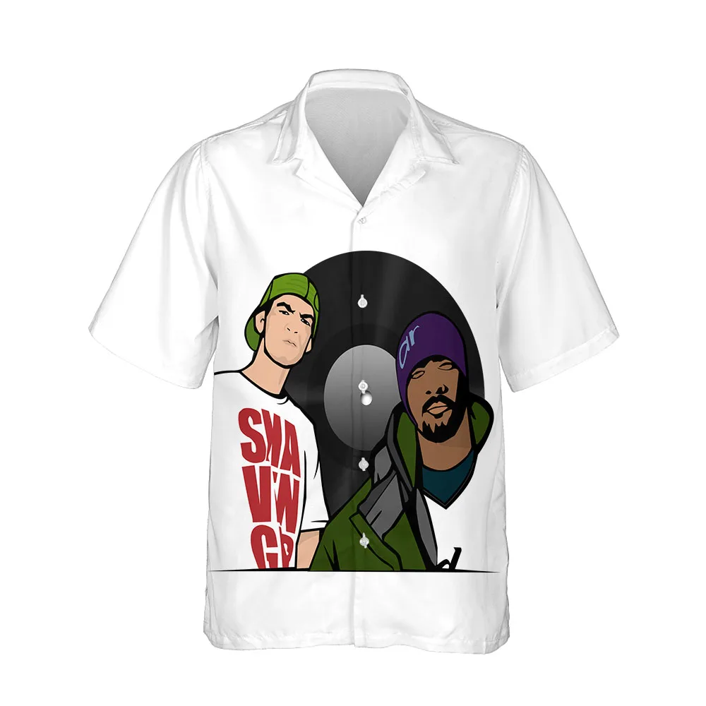 Jumeast Hip Hop Blouses Band Style Summer Short Sleeve Oversized Shirt For Men Casual Comfortable Streetwear Men Shirts Cardigan