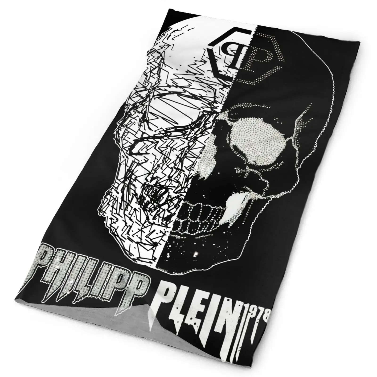 

Мужская платиновая маска-Бандана с черепом на белом фоне