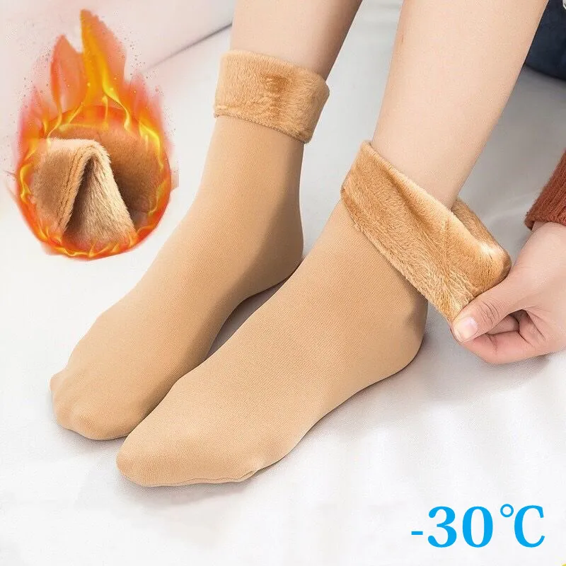 New Velvet Socks Women Winter Warm Thicken Thermal Socks Casual Solid Color Sock Wool Cashmere Home Floor Socks Meias de veludo