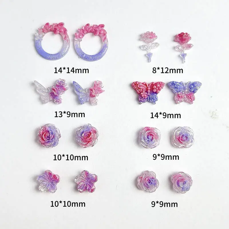 uminescent dwukolorowa róża kamelia cyrkonie do paznokci 50 sztuk zestaw polimerowy materiał majsterkowania ozdoby pazn...