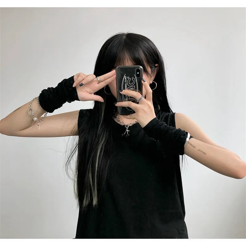 Топ женский спортивный без рукавов повседневная однотонная черная/белая