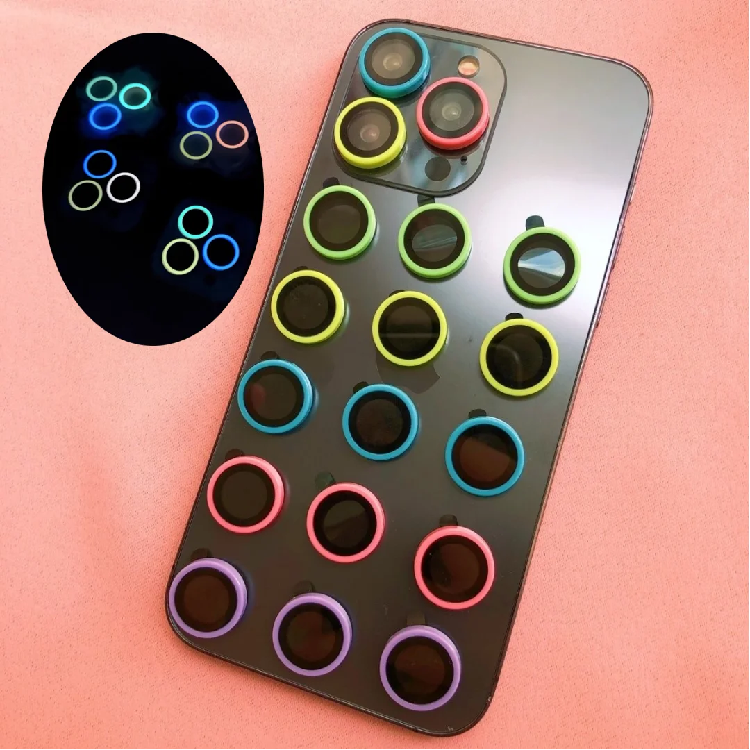 Керамическая защитная пленка для объектива iPhone светящееся кольцо со стальным