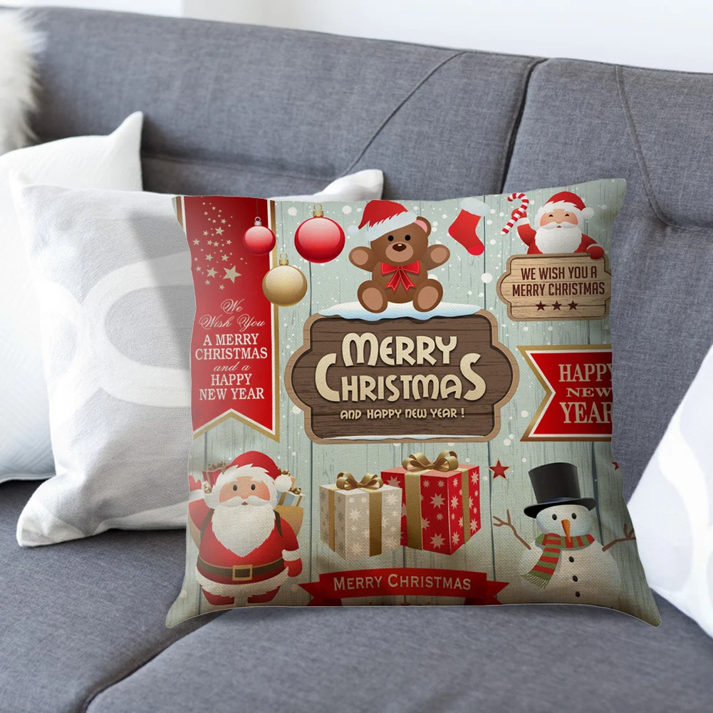 

Home Decor Christmas Print Pillowcase Festive Pillowcase Decorative Pillowcase Sofa Cushion Pillowcase 45x45cm funda de almohada