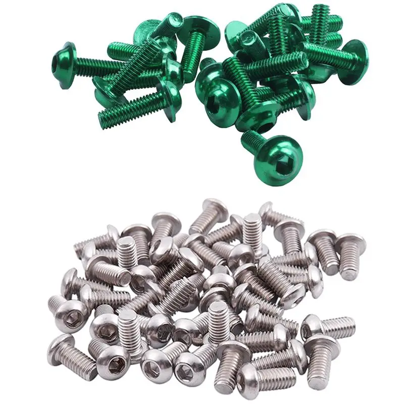 

M6x12mm Stainless Steel Hex Socket Button Head Screws 50 Pcs With 20 Pcs Green Aluminum Alloy Hexagonal Bolts Screws M6