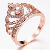 luxury diamond crown princess queen gold crown ring small cz gifts girls promise ring jewelry women wedding party gifts