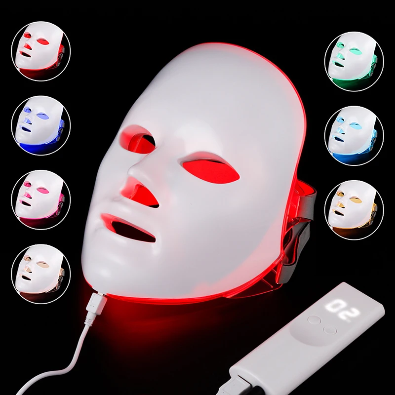 

USB зарядка 7 цветов Светодиодная маска для лица фотонная терапия омоложение кожи удаление морщин уход за лицом против отбеливание акне