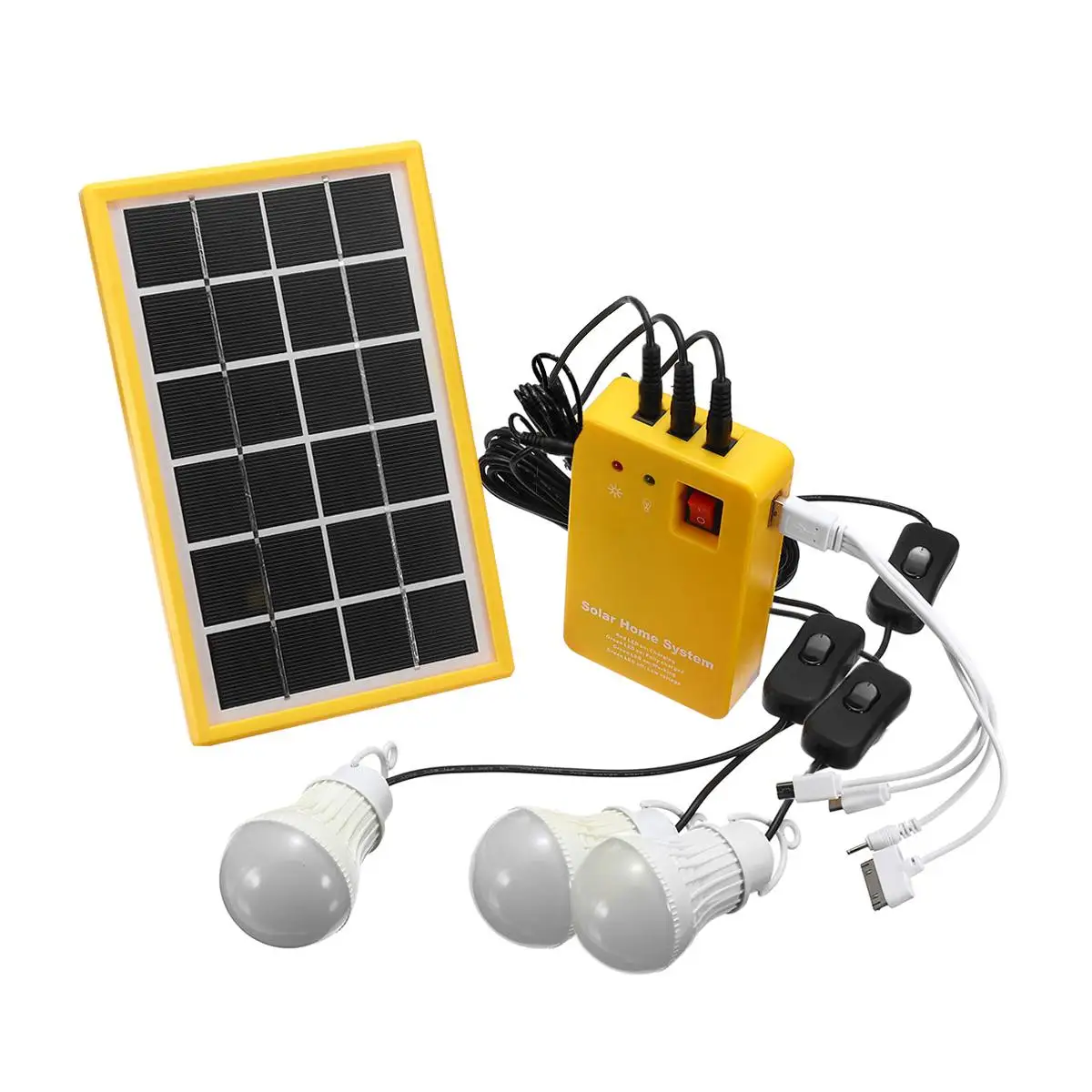 

Portable Solar Charger Solar Home System Kit USB Charger Outdoor Indoor Camping Solar Panel Generator Kit with 3 LED Bulbs 5V