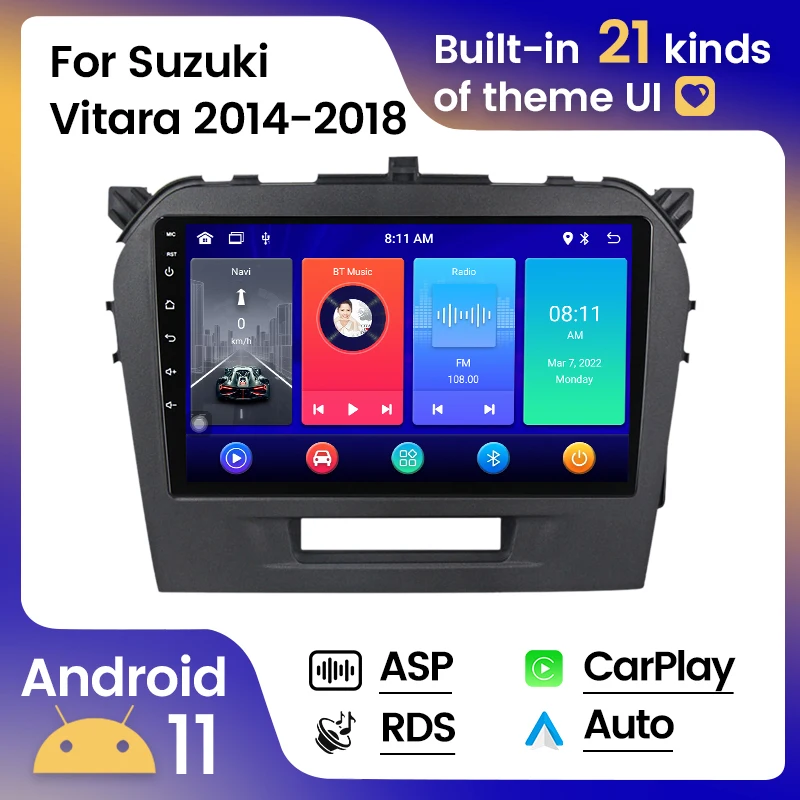 

Car Radio For Suzuki Vitara 2014-2018 Multimedia Player 2DIN Android 11 car intelligent system Head unit Carplay android auto