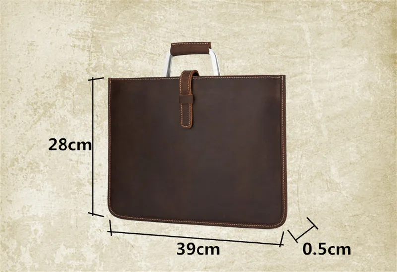 Simple crazy horse cowhide men's briefcase casual vintage genuine leather light lawyer handbag laptop shoulder messenger bags