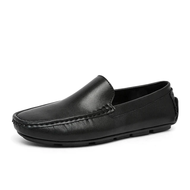 Men Shoes White Loafers Leather Casual 