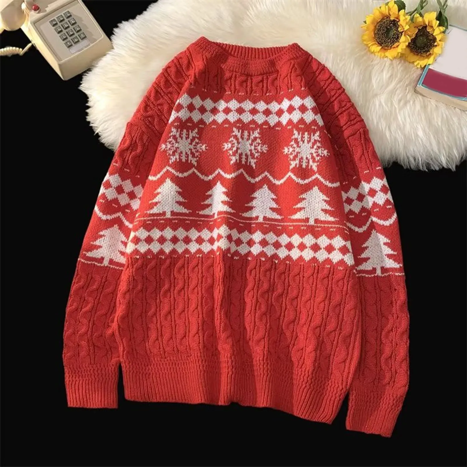 

Рождественский жаккардовый свитер с несколькими узорами для пар, пуловер для мужчин, модные повседневные топы с длинным рукавом, осенние весенние свитера, пальто