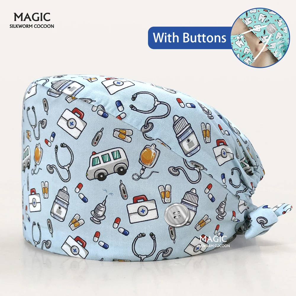 

Multicolor nurse Pet clinic clinical doctor cap operating room hats hospital Surgical working cap medical hat cotton with button