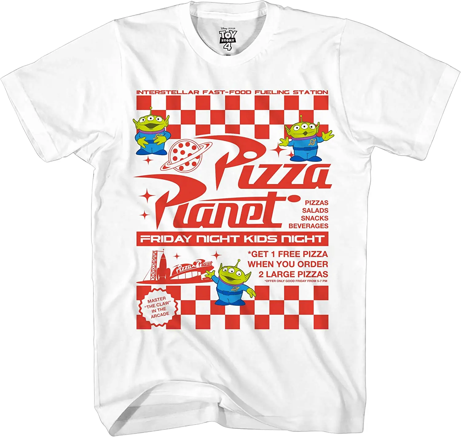 

Disney Pixar Toy Story Pizza Planet Take Out Flyer Disney World T-shirt Funny and Humorous Men's Graphic T-shirt