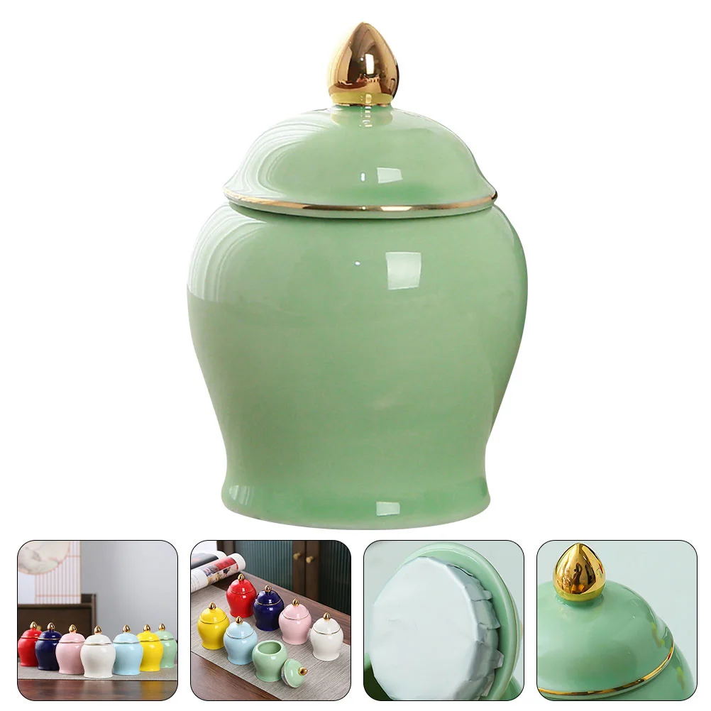 

Jar Tea Storage Ceramic Canister Jars Mini Coffee Candy Loose Vintage Seasoning Lids Can Kitchen Cookie Vases Holder Snack Bowl