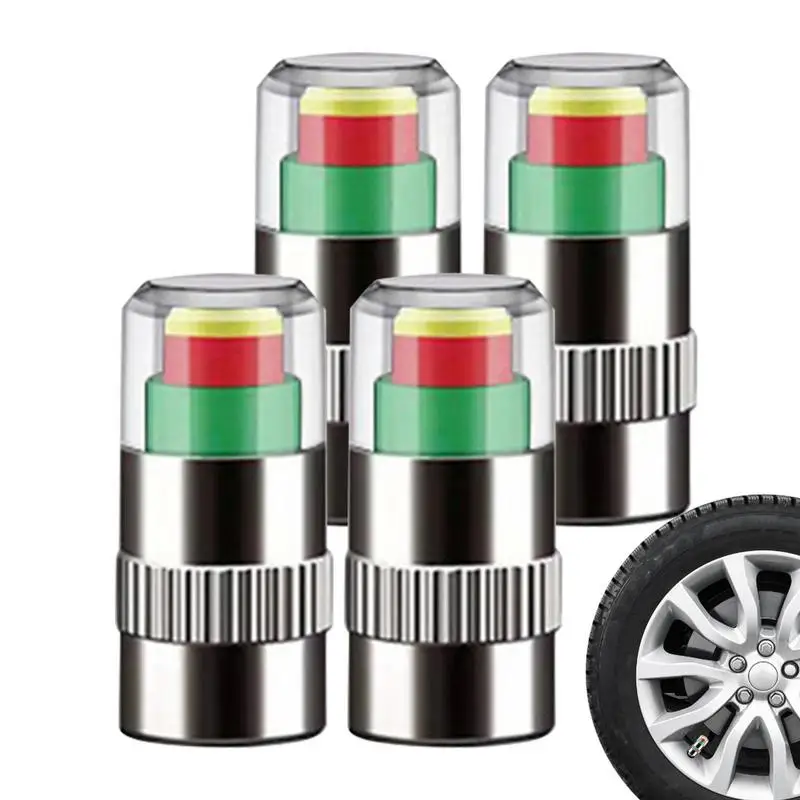 

Tire Valves Caps 35PSI Car Pressure Monitor 2.4Bar Built-in Air Leak-Proof Seal Accessory Sensor Indicator 4pcs For Medium-Sized