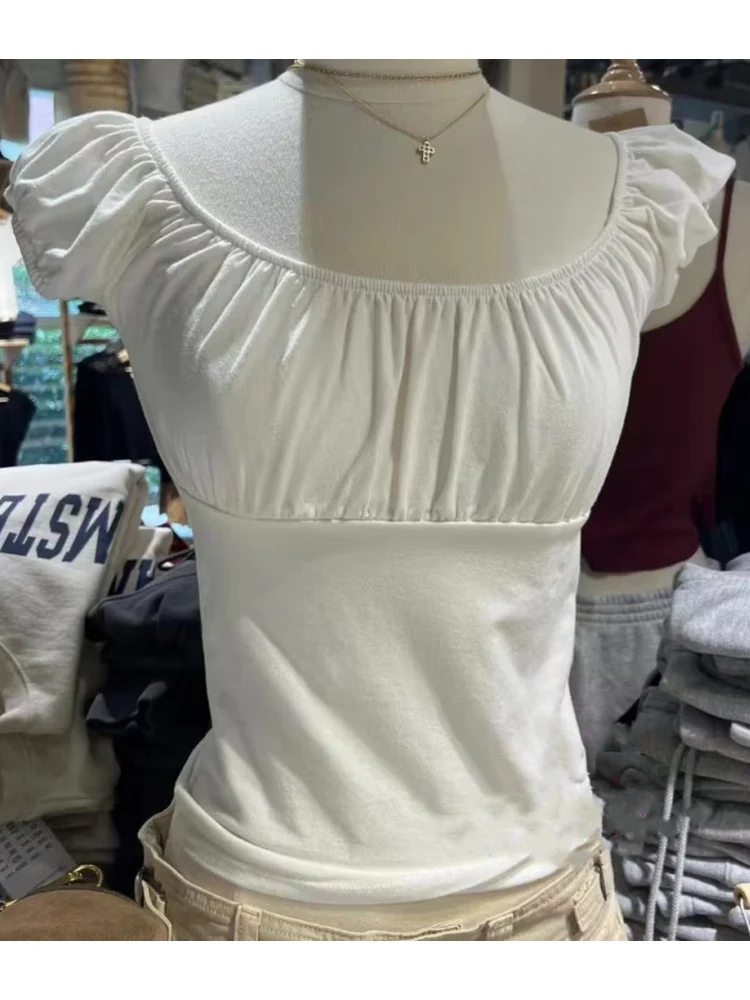 Футболка женская хлопковая с круглым вырезом Повседневная модная белая Модная